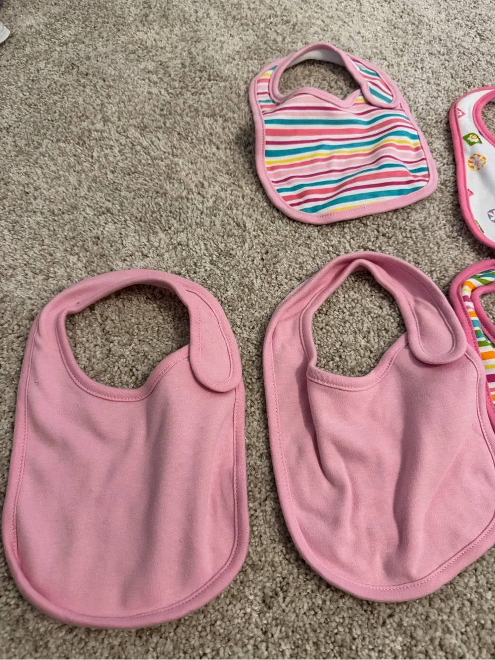 Baby Pink Multi-Pattern Bib Set - Pack of 7